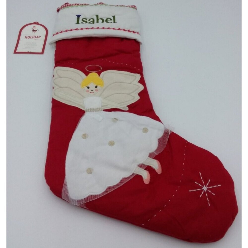 Pottery Barn Kids Isabel Christmas Stocking Angel Blonde Hair Holiday Quilted